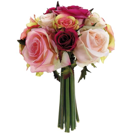 FBQ749-FU-PK 9 in. Confetti Rose Bouquet Fuchsia-Pink- Pack of 6